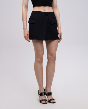 Balmain Черная юбка мини из шерсти EF0LA515WC09