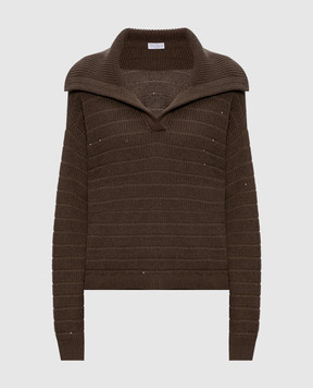 Brunello Cucinelli Коричневий светр з паєтками MDV754005P