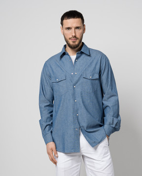 Loro Piana Синяя рубашка FAO0366