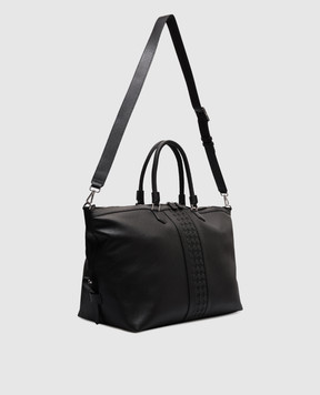 Serapian Черная кожаная дорожная сумка с плетением SRCMOMTR707545C001