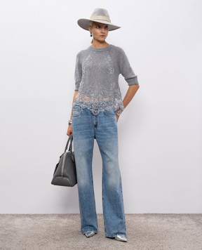 Ermanno Scervino Серый свитер из кашемира с кружевом D475L307APKFX