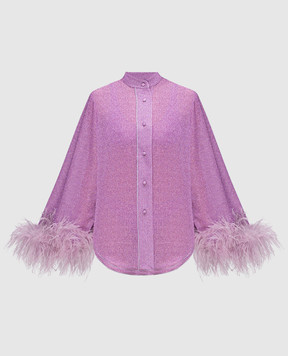 Oseree Фиолетовая блуза Lumiеre plumage со страусиными перьями LSF213LUREXPLUMAGE