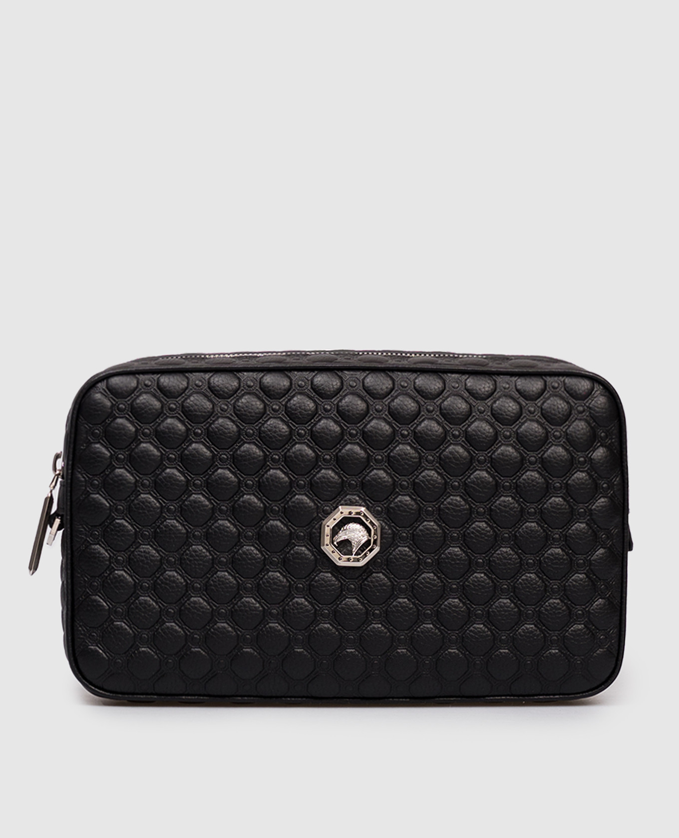 

Черный кожаный клатч с эмблемой с палладиевым покрытием, Клатчи