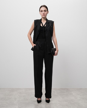 Helmut Lang Черный жилет с шерстью в логотип шаблон монограммы. O10HW504