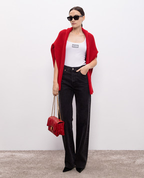 Versace Білий топ в рубчик з нашивкою логотипа 10180951A12908
