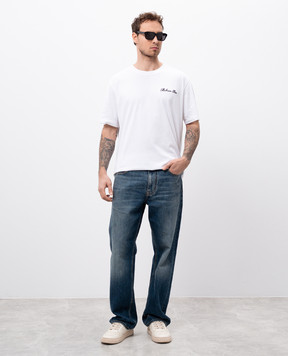 Balmain Белая футболка с контрастной вышивкой логотипа DH1EG010BC68