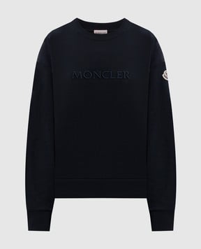 Moncler Синій світшот з фактурною вишивкою логотипа K10938G0001689A1K