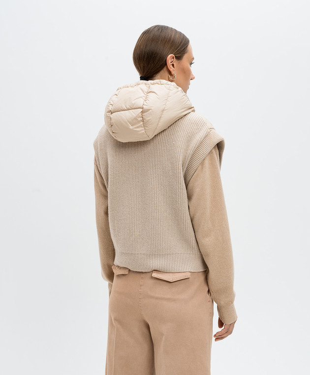 Peserico Бежевый стеганый жилет с шерстью с люрексом и цепочкой мониль A03410F05E6957 изображение 4
