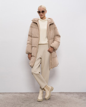 Be Florence Бежевий пуховик із шовку та вовни верблюда FB25814CAMEL