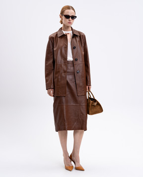 Max Mara Коричневая кожаная куртка TOLMIN TOLMIN
