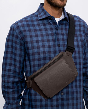 Cashmere&Whiskey Коричневая кожаная поясная сумка с тиснением логотипа BUMBAG