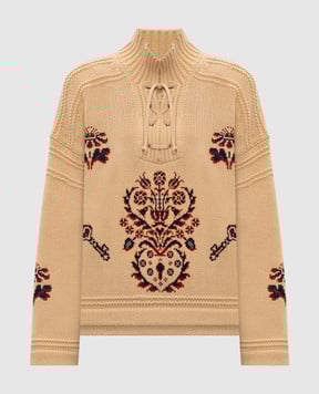 Etro Бежевий светр з вовни та кашеміру з вишивкою WRKE0326AQ174