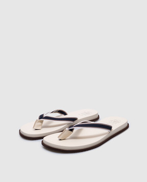 Brunello Cucinelli Бежевые шлепанцы с логотипом логотип MPUNAVH315