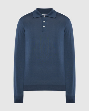 Brunello Cucinelli Синє поло із кашеміру і шовку M2400295