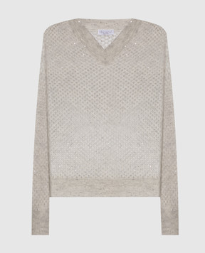 Brunello Cucinelli Бежевий ажурний светр з мохером та вовною MPS732412P