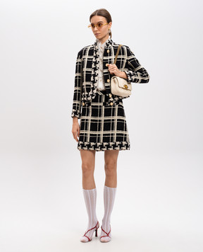 Valentino Черный твидовый жакет в клетку 6B3CJ3Q590N