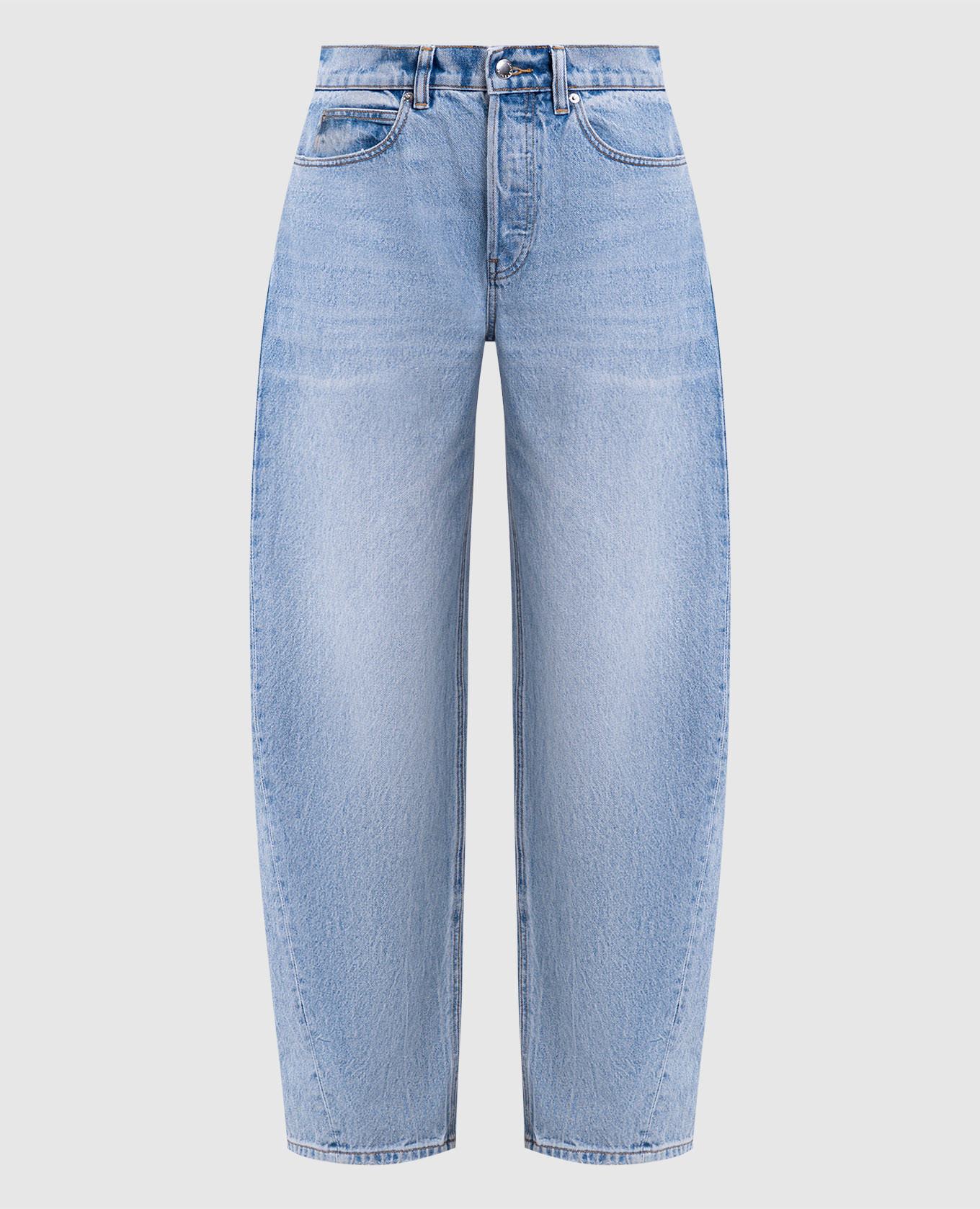 

Голубые джинсы-бананы с патчем логотипа, Голубой, Широкие джинсы