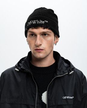 Off-White Черная шапка из шерсти с вышивкой логотипа OMLC041C99KNI003