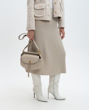 Gianni Chiarini Бежевая кожаная сумка Pilar с логотипом BS10710TKL