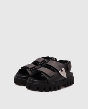 Alexander McQueen Чорні шкіряні сандалі Parachute 817620WIACT