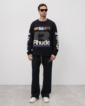 Rhude Чорний світшот з принтом логотипа RHSS25TT15012