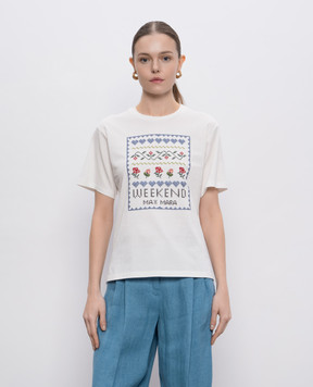 Max Mara Weekend Біла футболка CABINA з вишивкою логотипа CABINA