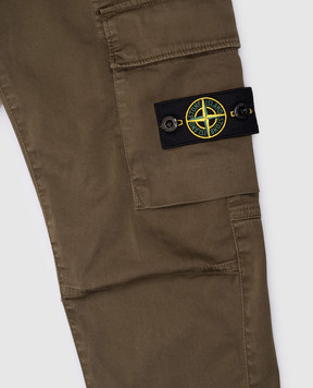 Stone Island Дитячі джогери-карго кольору хакі з патчем логотипа K1S163100004S001268
