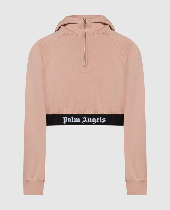 Pink logo cropped hoodie