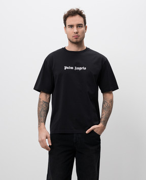Palm Angels Чорна футболка з принтом логотипа PMAA089C99JER003