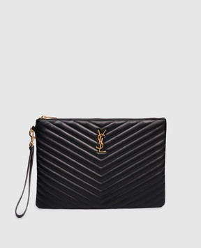 Saint Laurent Черный кожаный клатч CASSANDRE 559193CWU01