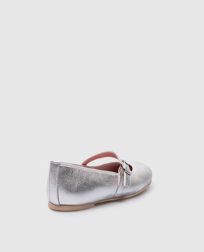 Pretty Ballerinas Дитячі шкіряні сріблясті балетки Hannah 49106