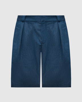Loro Piana Синие шорты Reinga с леном и рамой. FAP3985