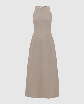 Brunello Cucinelli Бежевое платье с леном MH126A5171