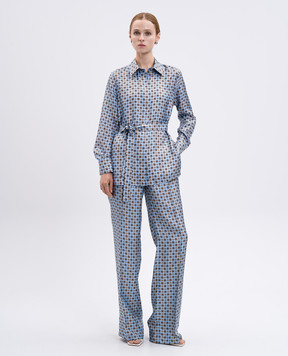Max Mara Блакитні штани FAUNA із шовку FAUNA
