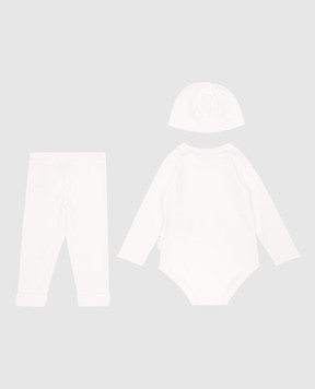 Moncler ENFANT Дитячий білий набір з боді, штанів та шапки K19518P000018392E