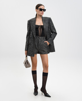 Dolce&Gabbana Сірий двобортний жакет з вовною у візерунок F293DTFCZAF
