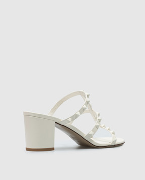 Valentino Білі шкіряні мюлі Rockstud 4W2S0C47VB8