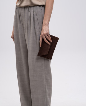 Brunello Cucinelli Коричневий замшевий клатч Duo з логотипом MWDLD2722P