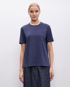 Brunello Cucinelli Синя футболка з ланцюжком моніль M0T81HA800