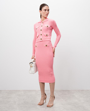 Balmain Рожева спідниця міді в рубчик EF1LD022KI10