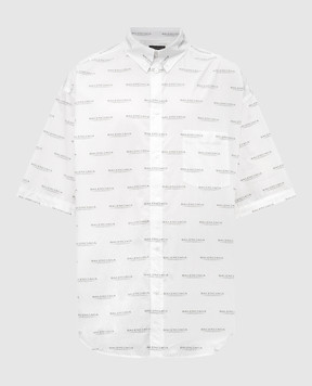Balenciaga Белая рубашка в принт логотипа 681702TSL97