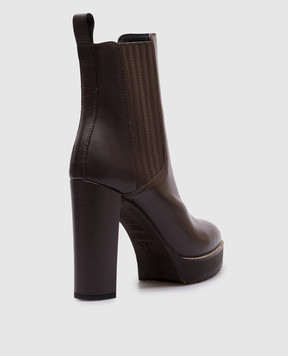 Brunello Cucinelli Коричневі шкіряні ботильйони MZDSPG366