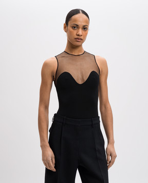 David Koma Чорне боді з сіткою AW24DK71BS