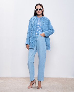 Dolce&Gabbana Голубой джемпер с шерстью и шелком в узор DG FXJ34TJFMGS