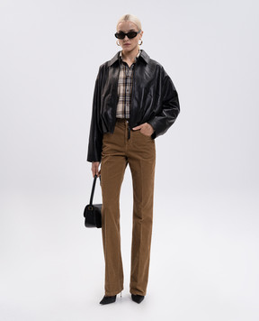 Saint Laurent Коричневі вельветові штани з патчем логотипа 705103Y29IA