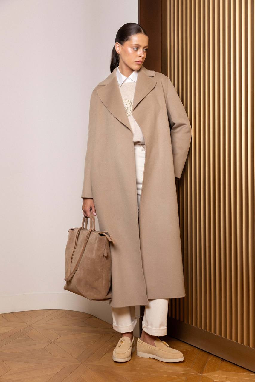 Max Mara Бежевое пальто на запах POLDO из шерсти POLDO изображение 6