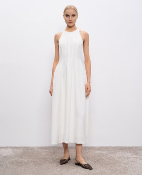 Brunello Cucinelli Белое платье миди с льном MH126A5171
