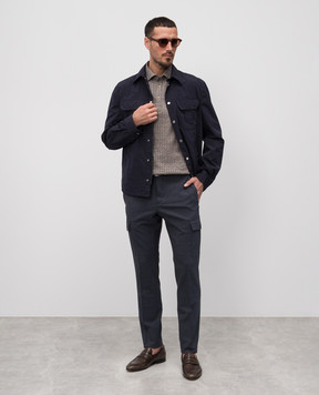 Brunello Cucinelli Коричневое поло с леном в рубчик MW8653936