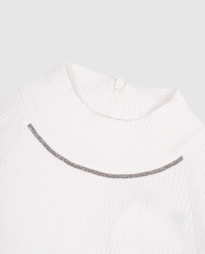 Brunello Cucinelli Дитячий білий топ в рубчик з ланцюжком моніль BH990T435B
