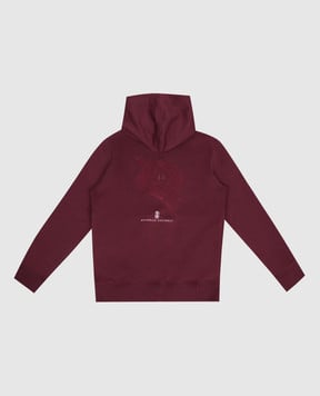 Brunello Cucinelli Дитяча бордова спортивна куртка з принтом BW863E500B